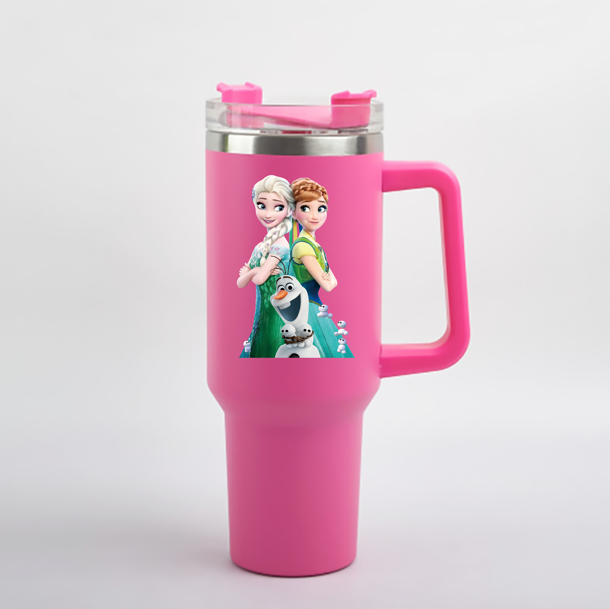（画像用） アナと雪の女王 アンナ エルサ Frozen Anna Elsa 1200mL車用タンブラー - クリスタルステッカー（プラスチックストロー付き）